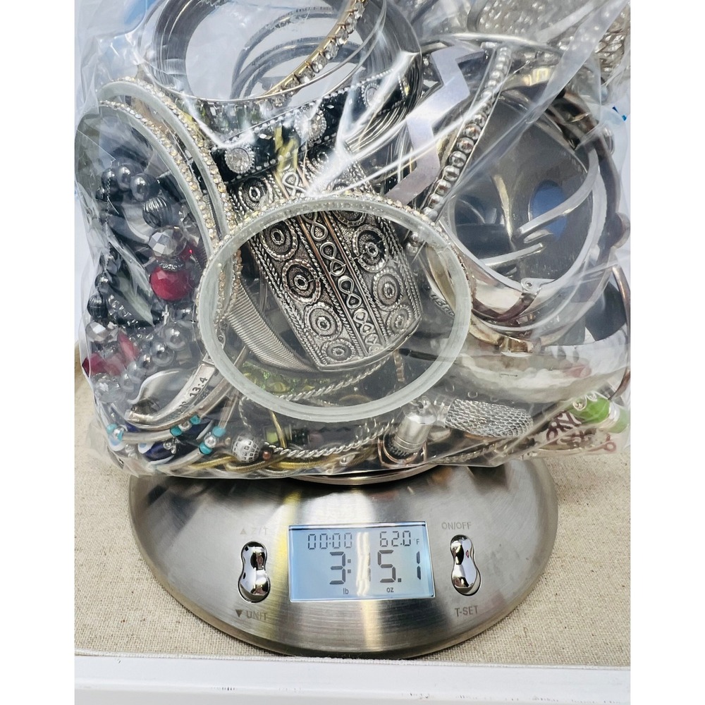 Vintage & Modern Silver Tone Mixed Metal Wearable Bracelet Jewelry Lot 3lbs